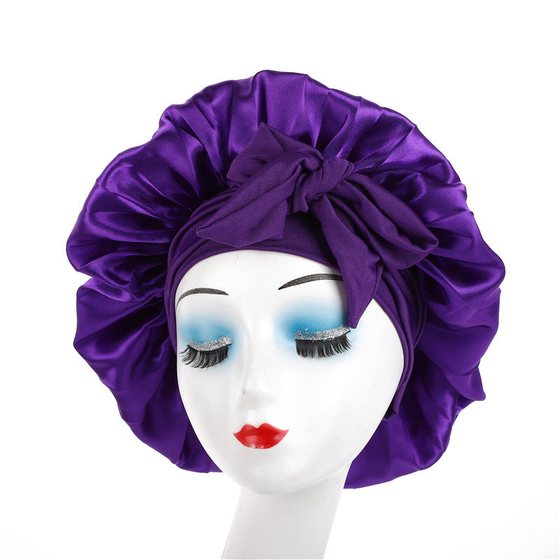Single Layer Ribbon Round Cap Bow Artificial Silk