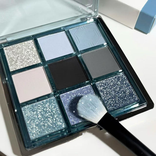 Low Saturation Ice Permeable Blue Smoked Eye Shadow Plate Matte Shimmer Diamond In The Debris Multifunctional